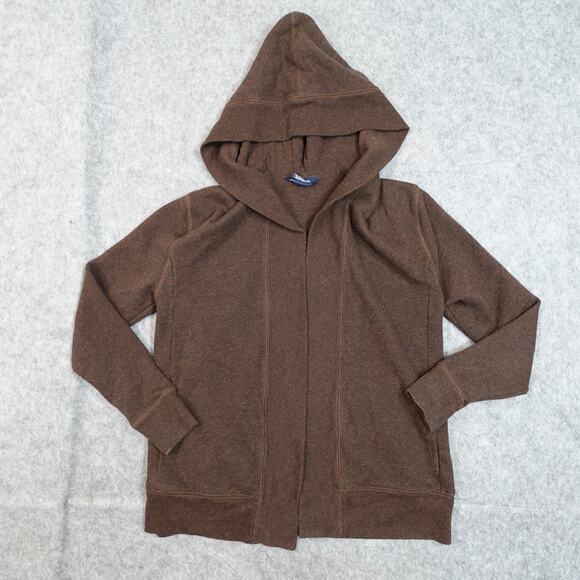 Ralph Lauren Sweater Girls Large Open Front Hooded Hoodie Cardigan Brown - Picture 1 of 9